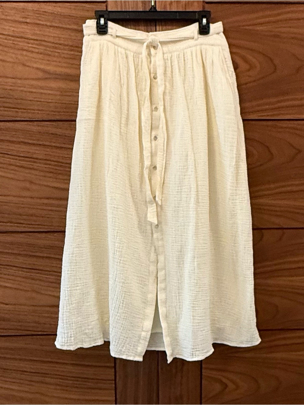 Marled Cream Gauze Maxi Skirt Lined Cottagecore Coquette Boho Women's Large